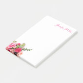 Aquarellfarben Rosa Rote Rosen Handschrift Text Bl Post-it Klebezettel (angewinkelt)