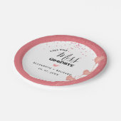 Aquarellfarben Rosa & Rotes Herz Sweet Danke Party Pappteller (Schrägansicht)