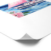 Aquarellfarben rosa Sailboat Küste Blau Poster (Ecke)
