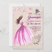 Aquarellfarben Rosa Töne Quinceañera Einladung (Vorderseite)