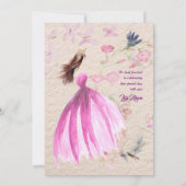 Aquarellfarben Rosa Töne Quinceañera Einladung (Rückseite)