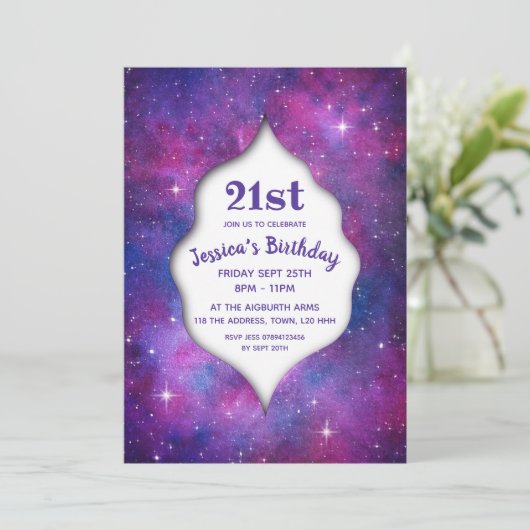 Aquarellfarben, rosa und blau einladung (Stehend Vorderseite)