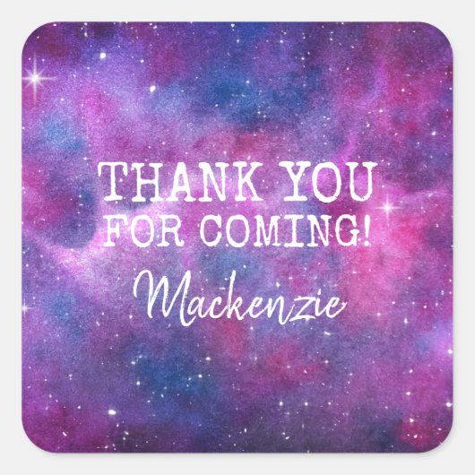 Aquarellfarben, rosa und blau quadratischer aufkleber (Vorderseite)