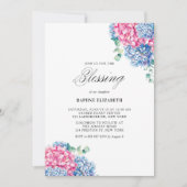 Aquarellfarben Rosa und Blaue Hydrangeas Baby Sess Einladung (Vorderseite)