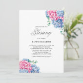 Aquarellfarben Rosa und Blaue Hydrangeas Baby Sess Einladung (Stehend Vorderseite)