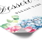 Aquarellfarben Rosa und Blaue Hydrangeas Dessert B Poster (Ecke)
