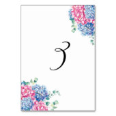 Aquarellfarben Rosa und Blaue Hydrangeas Tabelle 3 Tischnummer (Rückseite)