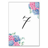Aquarellfarben Rosa und Blaue Hydrangeas Tabelle 7 Tischnummer (Vorderseite)