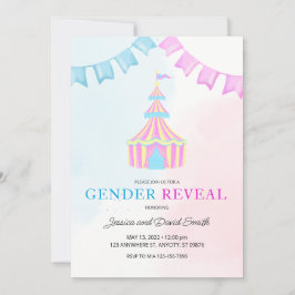 Aquarellfarben Rosa und Blauer Zirkus Zentimeteren Einladung