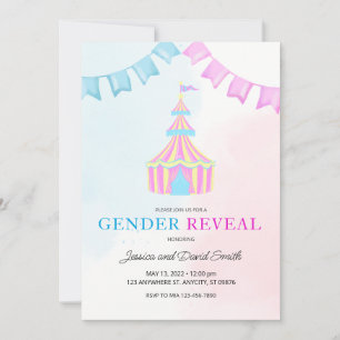 Aquarellfarben Rosa und Blauer Zirkus Zentimeteren Einladung