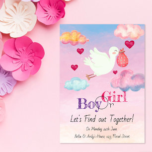 Aquarellfarben Rosa und Blaues Geschlecht: Einladu Einladung