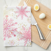 Aquarellfarben Rosa und Gold Glitzer Winterschneef Geschirrtuch (Viertel Falte)