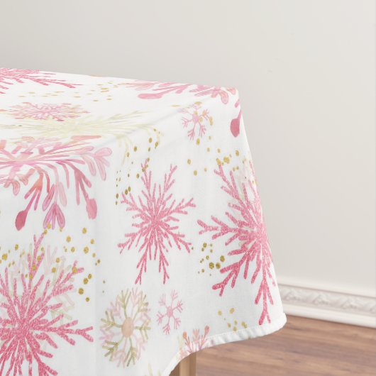 Aquarellfarben Rosa und Gold Glitzer Winterschneef Tischdecke (Beispiel)
