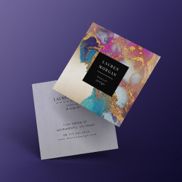 Aquarellfarben - Rosa und Gold Imitate Fox Busines Quadratische Visitenkarte