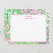 Aquarellfarben, rosa und grün, Blumengestalt Mitteilungskarte (Vorne/Hinten)