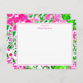 Aquarellfarben, rosa und grüne Blütenpflanzen, kun Mitteilungskarte (Vorne/Hinten)