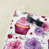 Aquarellfarben, rosa und Lila Cupcakes und Blume Strandtuch (Beispiel)