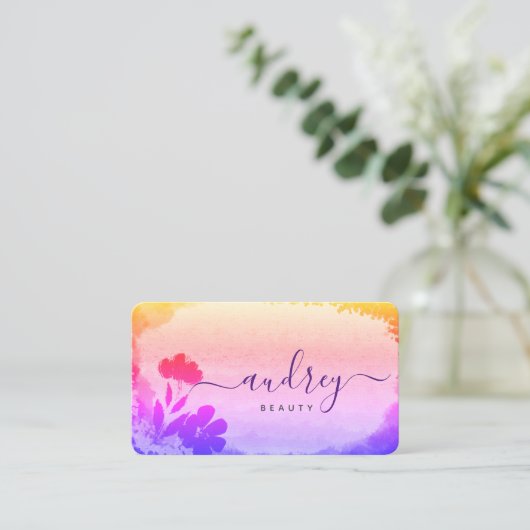 Aquarellfarben, rosa und Lila floral Visitenkarte (Stehend Vorderseite)