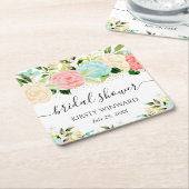 Aquarellfarben Rosa und Minze Blume Brautparty Rechteckiger Pappuntersetzer (angewinkelt)