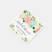 Aquarellfarben Rosa und Minze Blume Brautparty Serviette (Ecke)