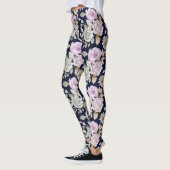 Aquarellfarben Rosa und Minzgrün Rose Floral Boho Leggings (Links)