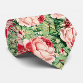 Aquarellfarben, Rosa und Rote Rose Blume & Grüne B Krawatte (Gerollt)