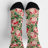 Aquarellfarben, Rosa und Rote Rose Blume & Grüne B Socken (Oben)