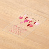 Aquarellfarben Rosa und Rotes Herz Zweige Babydusc Acryleinladungen (Ablage )