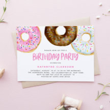 Aquarellfarben Rosa und Schokolade Donuts Geburtst