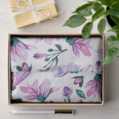 Aquarellfarben Rosa und violette Blumen Dekoupage Seidenpapier (Geschenk)