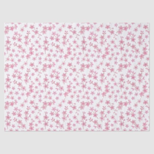Aquarellfarben Rosa und Weiße Sakura Kirschblossom Seidenpapier (Vorderseite)