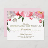 Aquarellfarben Rosa und Weiße Zinnblüten Hochzeits Begleitkarte (Vorne/Hinten)