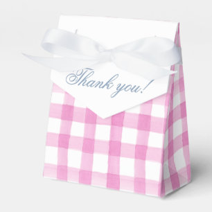 Aquarellfarben Rosa und Weißes Gingham-Wappen Geschenkschachtel