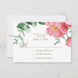 Aquarellfarben Rosa und Weißspitzen UAWG RSVP Karte