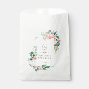Aquarellfarben Rosa Weiße Blume Grüne Rahmen Hochz Geschenktütchen