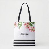 Aquarellfarben Rosa Weißes Petunia Blumendesign Tasche (Vorderseite)