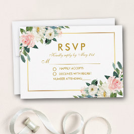 Aquarellfarben Rosa Weißgoldverheiratung RSVP