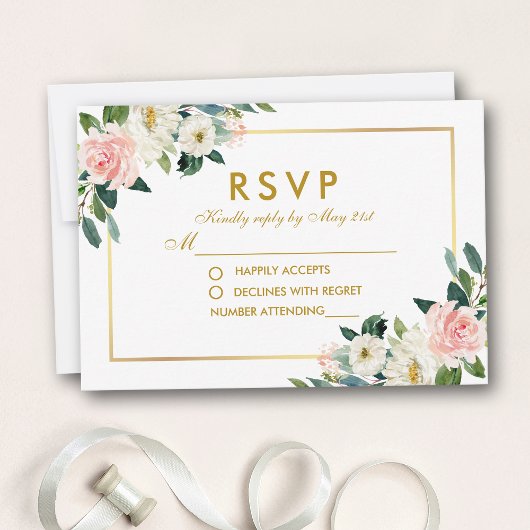 Aquarellfarben Rosa Weißgoldverheiratung RSVP