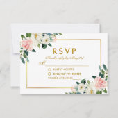 Aquarellfarben Rosa Weißgoldverheiratung RSVP (Vorderseite)