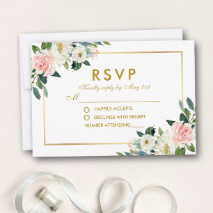 Aquarellfarben Rosa Weißgoldverheiratung RSVP Karte
