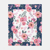 Aquarellfarben, rosafarbene Bronen und Blattmuster Fleecedecke (Vorderseite)