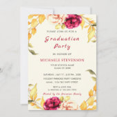 Aquarellfarben Rose Abschluss Einladungskarte (Vorderseite)