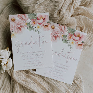 Aquarellfarben Rose Abschluss Feier Einladung