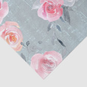 Aquarellfarben-Rose auf blauen, alten Musikblattte Seidenpapier (Ausschnitt)