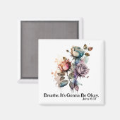 Aquarellfarben Rose Bibelbibel Vers Weiß Magnet (Vorderseite/Rückseite)