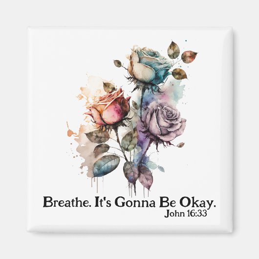 Aquarellfarben Rose Bibelbibel Vers Weiß Magnet (Vorne)