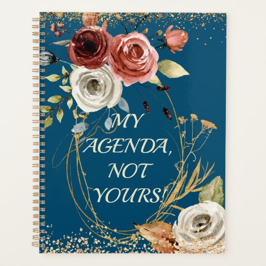 Aquarellfarben Rose Blueish Bouquet Agenda Planner Planer (Vorderseite)