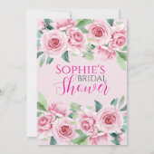 Aquarellfarben Rose Brautdusche Einladung (Rückseite)