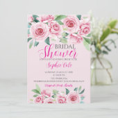 Aquarellfarben Rose Brautdusche Einladung (Stehend Vorderseite)