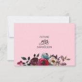 Aquarellfarben Rose Burgund Gold Brautparty Einladung (Rückseite)